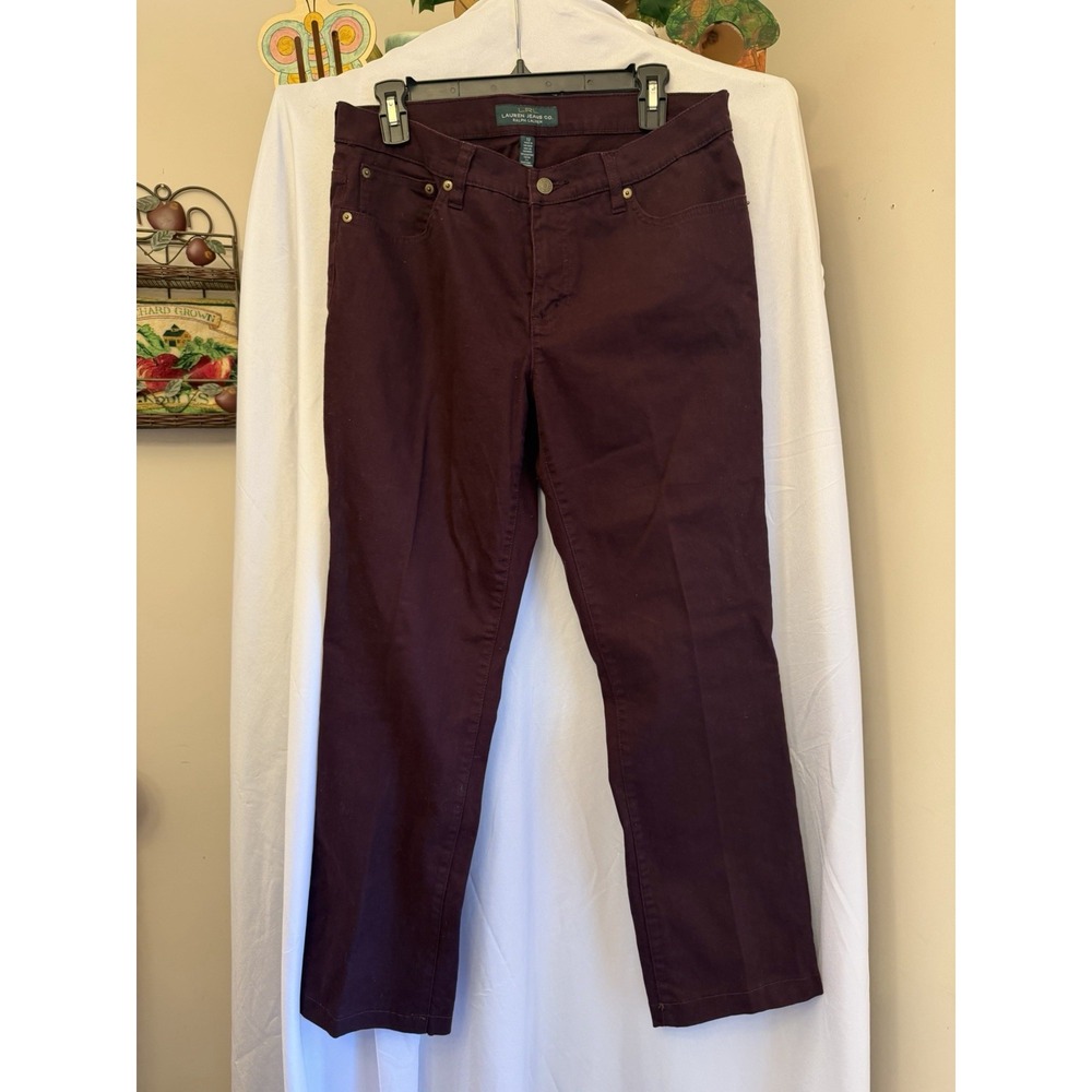 Ralph Lauren LRL Women's Size 12 Modern Straight Maroon Denim